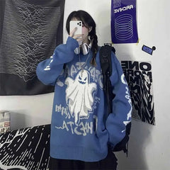 Acrylic Fun Cartoon Knitting Oversized Sweater