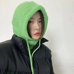 Acrylic Knitted Hooded Neck Collar Beanie 55-58 cm