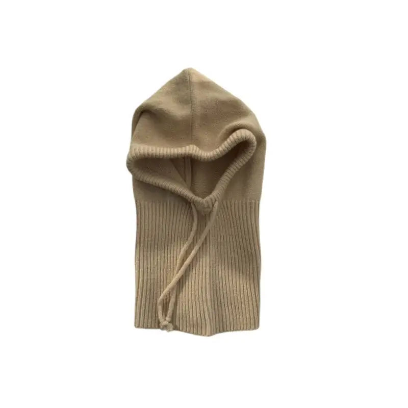 Acrylic Knitted Hooded Neck Collar Beanie 55-58 cm Apricot