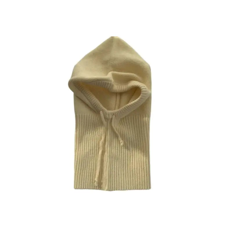 Acrylic Knitted Hooded Neck Collar Beanie 55-58 cm Beige