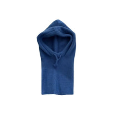 Acrylic Knitted Hooded Neck Collar Beanie 55-58 cm Blue