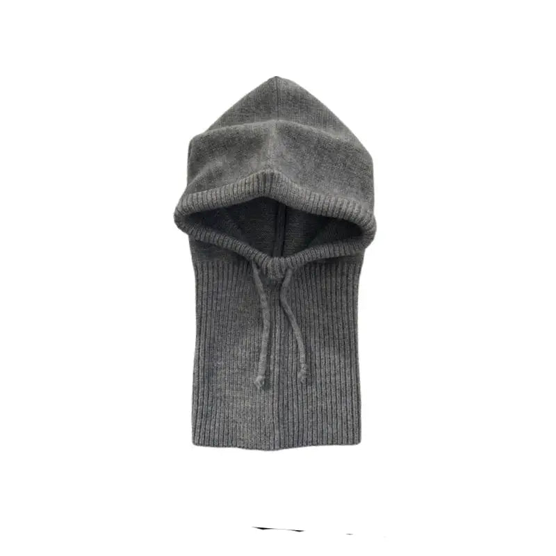 Acrylic Knitted Hooded Neck Collar Beanie 55-58 cm Gray