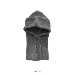 Acrylic Knitted Hooded Neck Collar Beanie 55-58 cm Gray