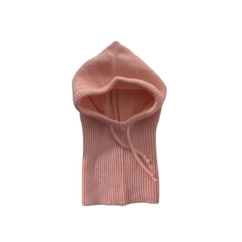 Acrylic Knitted Hooded Neck Collar Beanie 55-58 cm Pink