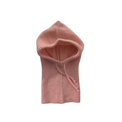 Acrylic Knitted Hooded Neck Collar Beanie 55-58 cm Pink