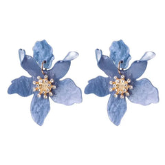 Acrylic Long Flower Earrings for Women Blue / One Size