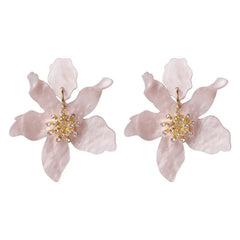 Acrylic Long Flower Earrings for Women Pink B / One Size