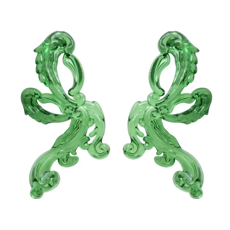 Acrylic Phoenix Drop Earrings Green / One Size