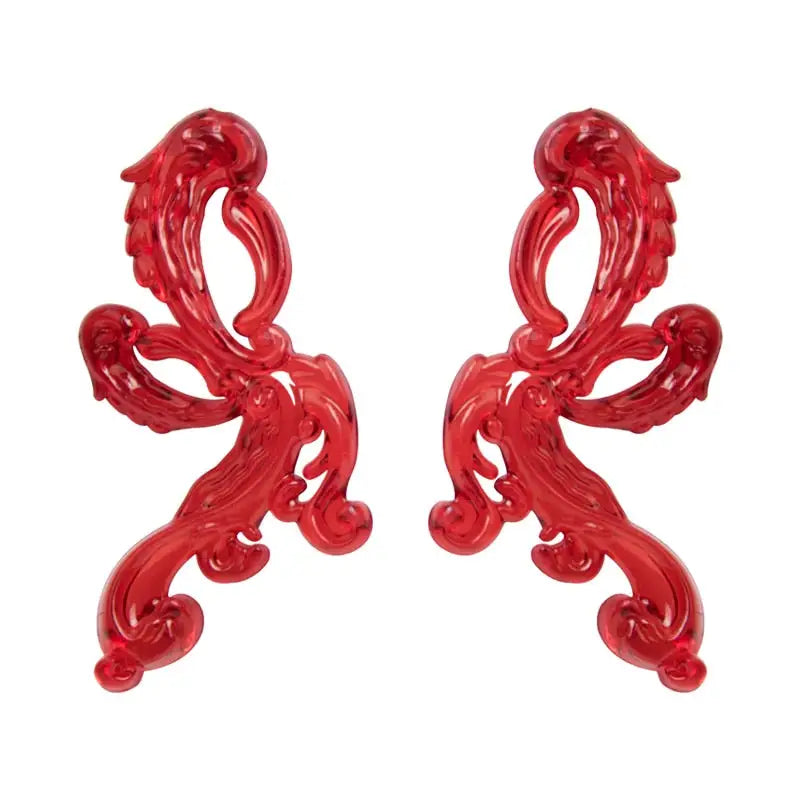 Acrylic Phoenix Drop Earrings Red / One Size