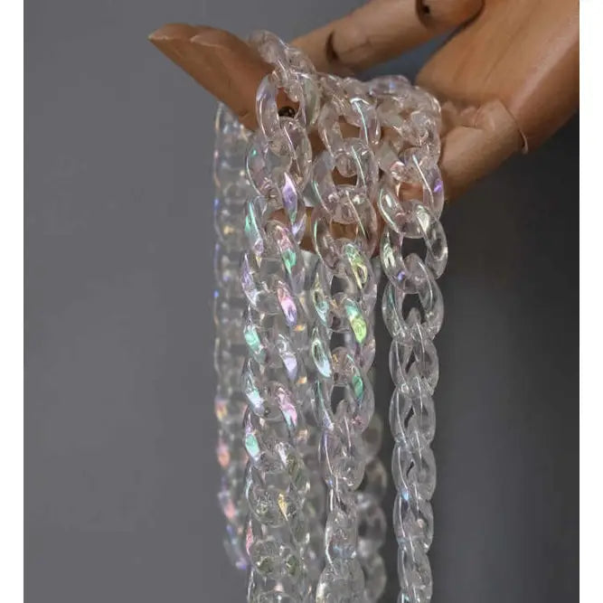 Acrylic Transparent Waist Chain with Zinc Alloy Links White