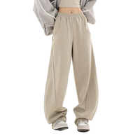 Thumbnail for Solid Color Loose Wide Leg Sweatpants - Brown / S