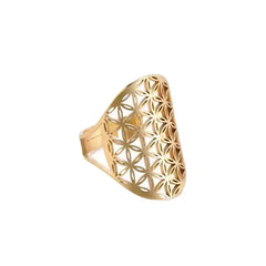 Adjustable Viking Flower of Life Stainless Steel Ring