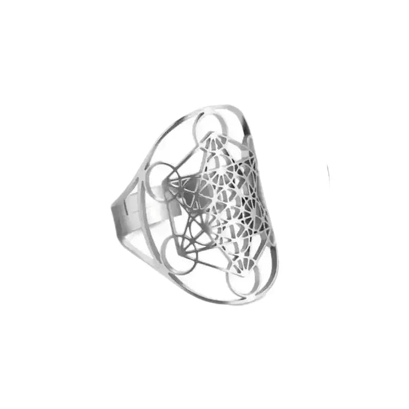 Adjustable Viking Flower of Life Stainless Steel Ring