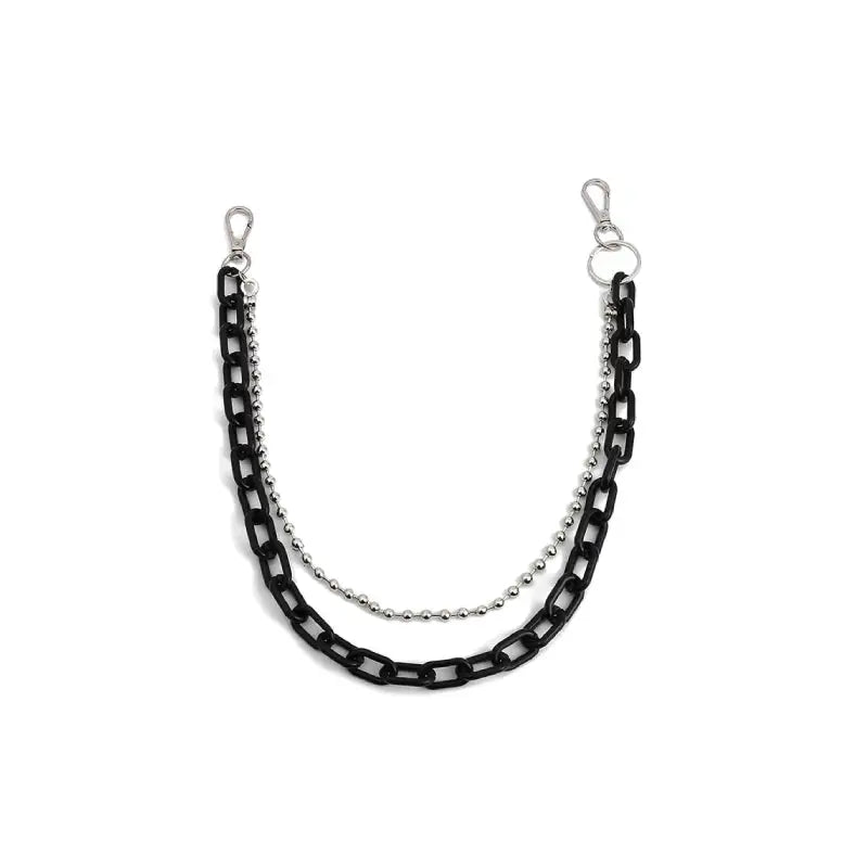 Aesthetic Acrylic-Metallic Waist Chain - Black. / One Size