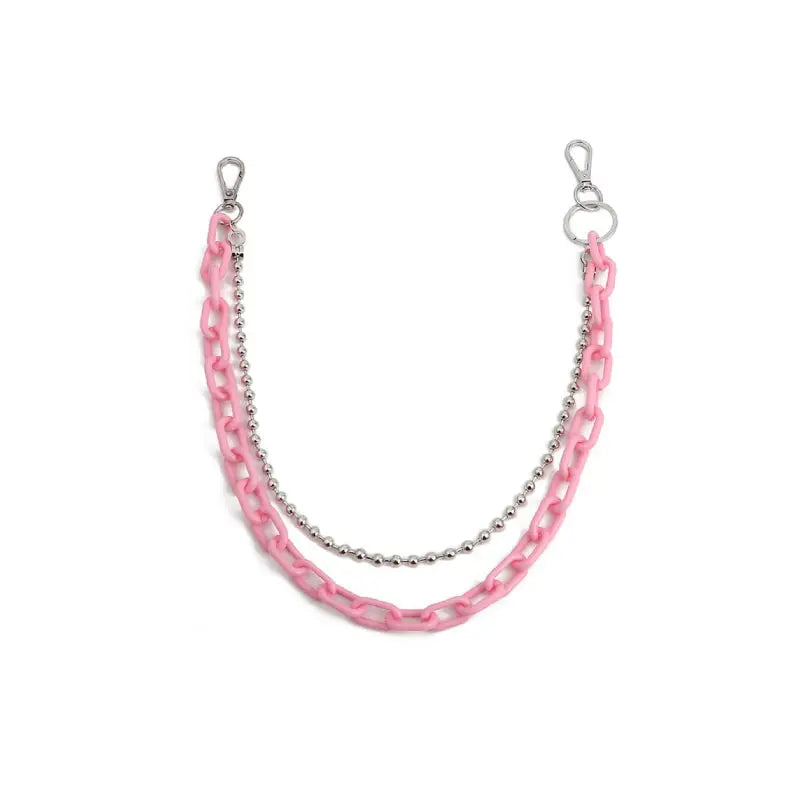 Aesthetic Acrylic-Metallic Waist Chain - Pink / One Size