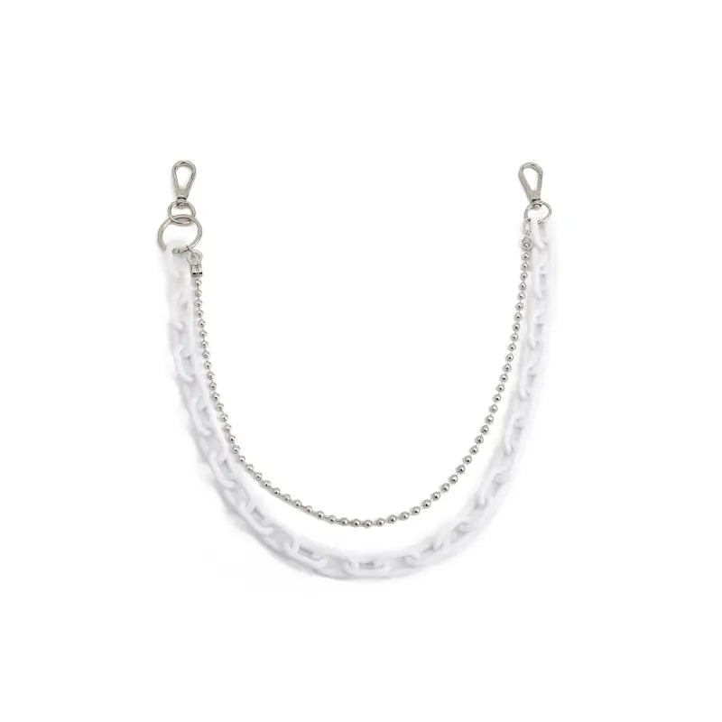 Aesthetic Acrylic-Metallic Waist Chain - White. / One Size
