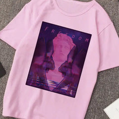 Aesthetic Ancient Sculpture Vaporwave Medusa T-Shirt pink.
