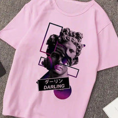 Aesthetic Ancient Sculpture Vaporwave Medusa T-Shirt Pink
