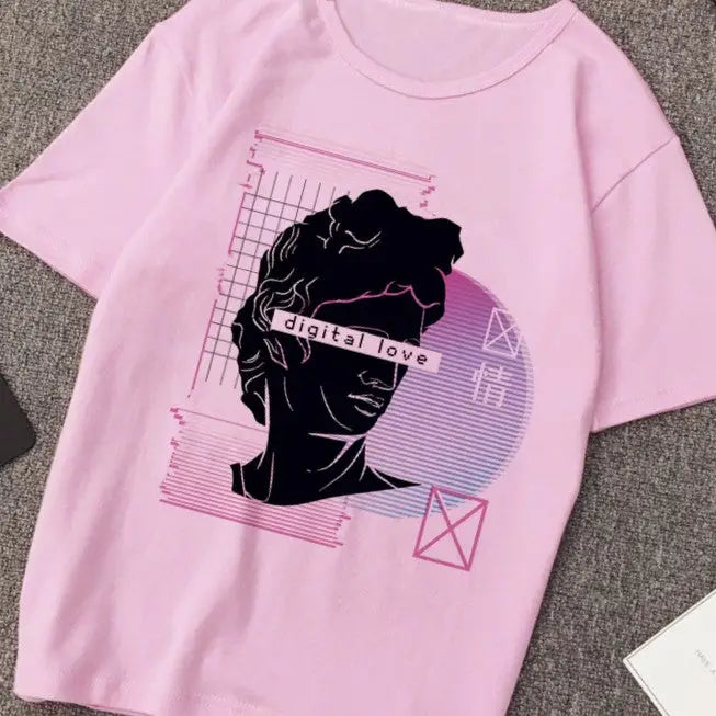 Aesthetic Ancient Sculpture Vaporwave Medusa T-Shirt pink