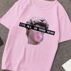Aesthetic Ancient Sculpture Vaporwave Medusa T-Shirt Pink.