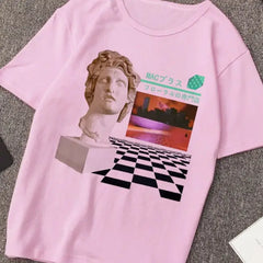 Aesthetic Ancient Sculpture Vaporwave Medusa T-Shirt rose.