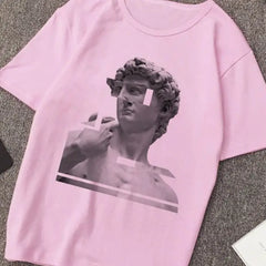 Aesthetic Ancient Sculpture Vaporwave Medusa T-Shirt Rose.