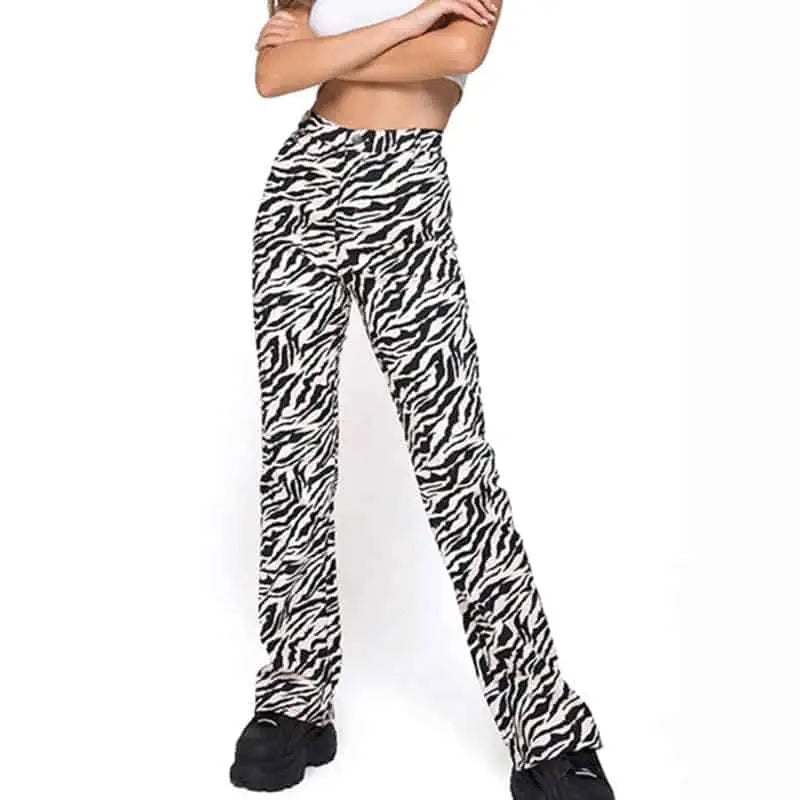 Aesthetic Animal Print Zebra Pants