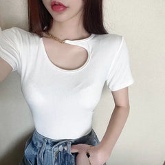 Aesthetic Chain Neckline Top - White / S