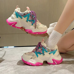 Aesthetic Chunky Platform Double Lace Up Sneakers
