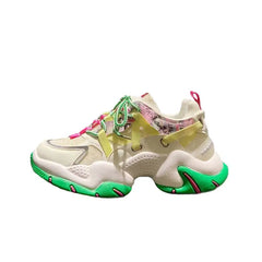 Aesthetic Chunky Platform Double Lace Up Sneakers Green / 35