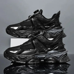 Aesthetic Chunky Waterproof Non Slip Plush Sneakers - Black