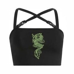 Aesthetic Dragon Crop Top for Streetwear Fashion Black / S