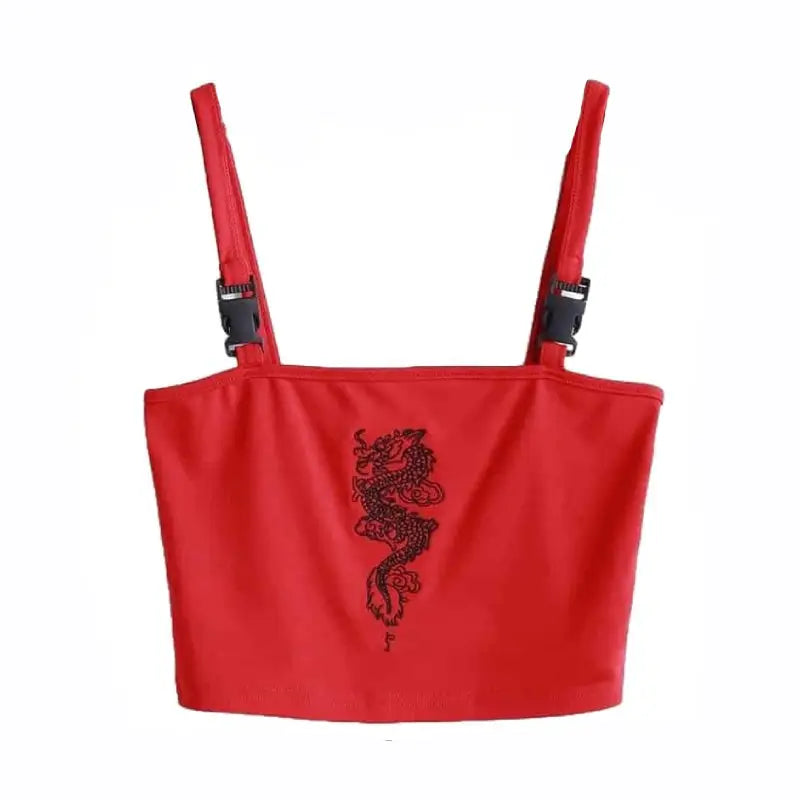 Aesthetic Dragon Crop Top for Streetwear Fashion Red / S