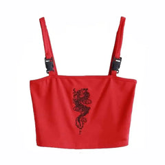 Aesthetic Dragon Crop Top for Streetwear Fashion Red / S