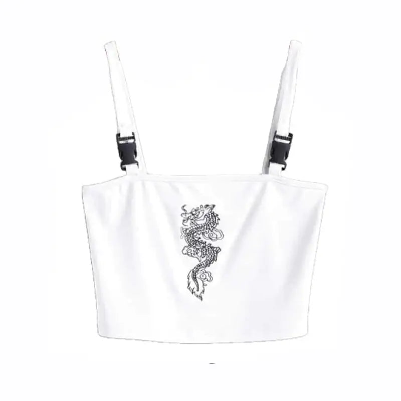 Aesthetic Dragon Crop Top for Streetwear Fashion White / S