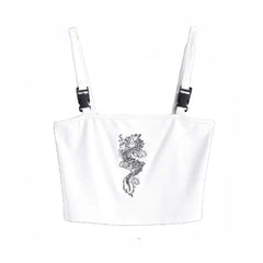 Aesthetic Dragon Crop Top for Streetwear Fashion White / S