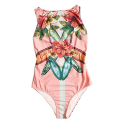Aesthetic Floral One-Piece Swimsuit - Pink / S