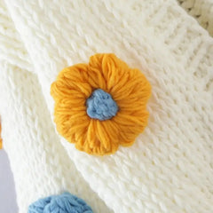 Aesthetic Flower Slouchy Knitted Cardigan White / One Size