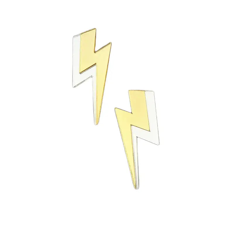 Aesthetic Glitter Lightning Acrylic Stud Earrings - Yellow