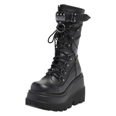 Aesthetic Gothic Platform Buckles Zipper Mid-Calf Boots