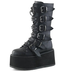 Aesthetic Gothic Platform Buckles Zipper Mid-Calf Boots