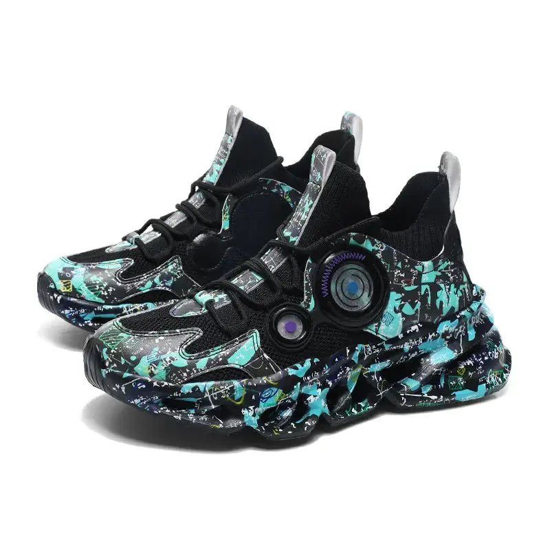 Aesthetic Graffiti Platform Breathable Sneakers - Black