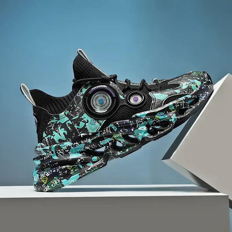 Aesthetic Graffiti Platform Sneakers Euro Size Black Green