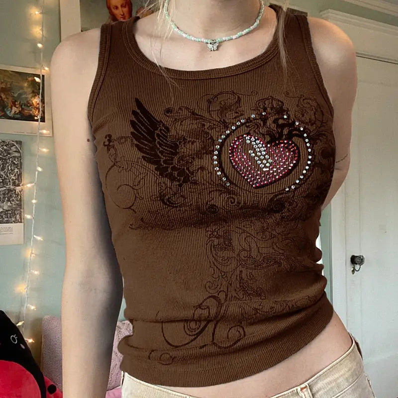 Aesthetic Heart And Wings Tank Top