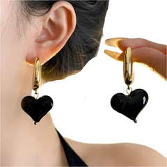 Aesthetic Heart Drop Dangle Moon Hoop Earrings