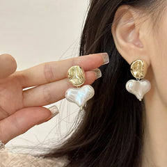 Aesthetic Heart Drop Dangle Moon Hoop Earrings