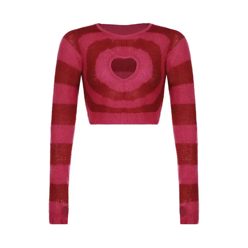 Aesthetic Heart Striped Y2k Long Sleeve Sweatshirt