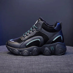 Aesthetic High Platform Sneakers Euro Size Guide Black / 5