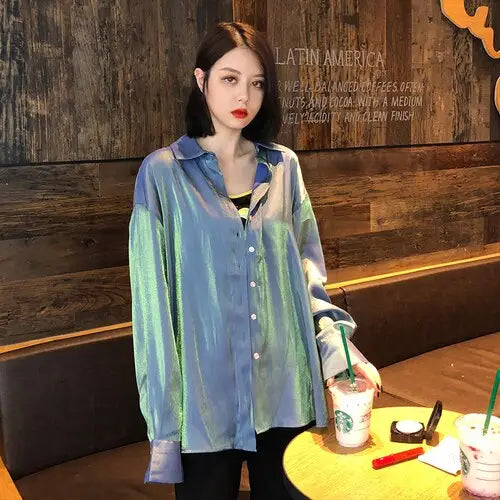 Aesthetic Luminous Long Sleeve Blouse