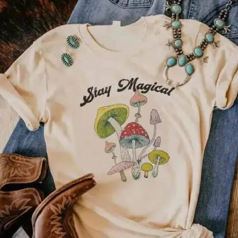 Aesthetic Oversized Magic Mushroom Short Sleeve T Shirt